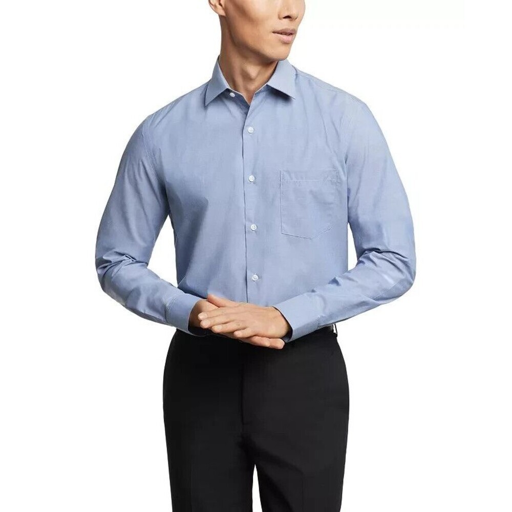 Van Heusen Men's Stain Shield Regular Fit Dress Shirt Penn Blue M 15-15.5/34-35